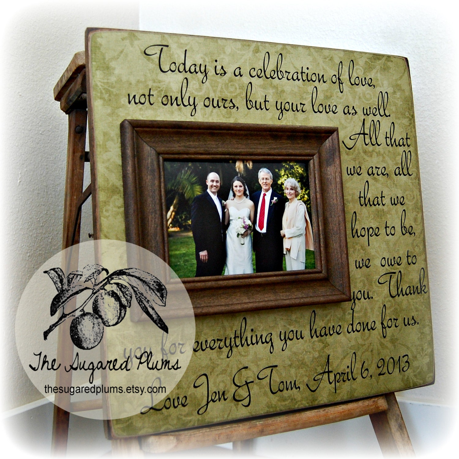 PARENTS THANK YOU Wedding Frame Today Is A Celebration Of