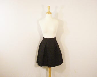 Black Pleated Unique Skirt Textured Short Skirt Punk Chic L