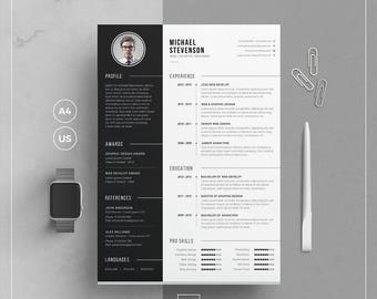Modern Resume Template/CV Template + Cover Letter | Word Resume | Resume CV with Photo | 1, 2 Page Resume | Instant Download | MS Resume