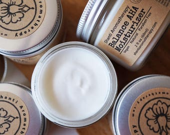 Natural Face Cream - Natural Moisturizer- Balance AHA Lotion - Alpha Hydroxy Acids