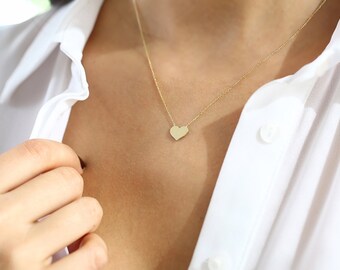 14k Gold Heart Necklace/ Heart Necklace/ Gold Necklaces/ Love Necklace/ Minimalist Heart Necklace/ Dainty heart Necklace/ Graduation Gfit