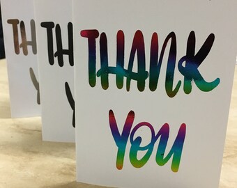 Thank You Greeting Card - customisable hand lettering, foiled