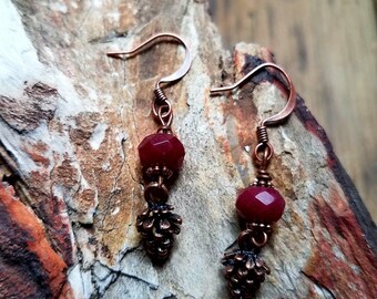 Copper Pine Cone Earrings