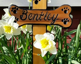 Dog Memorial Garden Sign, Dog Memorial Cross, Dog Bone Memorial, Custom Dog Memorial, Pet Memorial, Personalized Dog Memorial 10"×24 inches