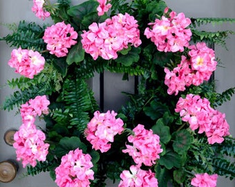 Pink Geranium Wreath