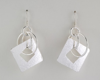 Circles and Squares Earrings - Sterling Silver