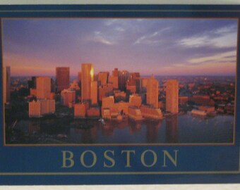 Boston Skyline from Harbor Postcard
