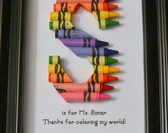FAST SHIPPING! 5 x 7 Framed Teacher Gift - Personalized Crayon Letter