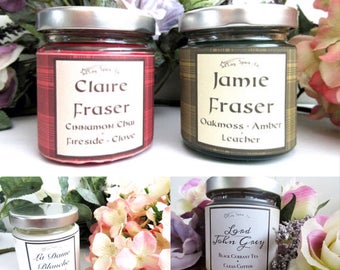 Outlander 100% Soy Wax Candle Set | Jaime Fraser | Claire Beauchamp-Fraser | La Dame Blanche | Lord John Grey| 4oz