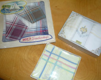 3 Vintage original boxes Men's Handkerchiefs ( 12 )
