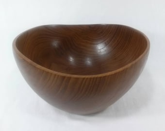 Vintage hand crafted Thai teak unisilver wood salad bowl