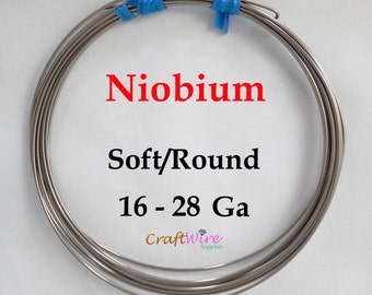 Niobium Wire, Dark Gray, Grey, Soft, Round, 16 18 20 22 28 Gauge, 10 20 Feet, Ft, Hypoallergenic Nickel, Lead-free