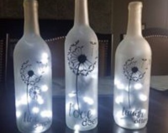 Lighted Frosted Wine Bottle (Set of 3)