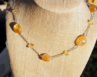 Silver and Citrine Circlet Necklace