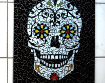 Sugarskull mosaic wall art / wall hanging