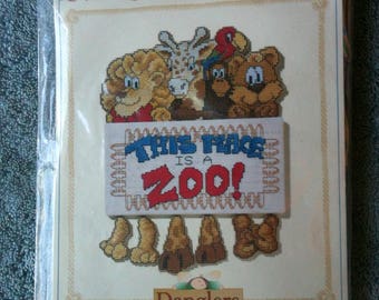 Vintge True Colors Danglers Cross Stich Kit Plastic Canvas Kit This Place is a Zoo Made in the USA 1996 Kit SRK70065 Needlepoint h1