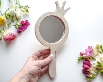 Hand mirror Gift ideas Gift for girl Wooden hand mirror Safety mirror