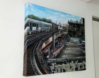 Urban Cityscape Original Oil Painting - 20x16