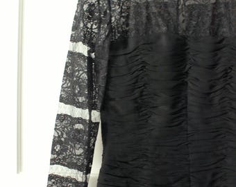 Oscar de la Renta Studio 100% Silk Black Lace Dress - Sz 8