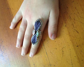 Wampum Double Crocus Petals Sterling Silver Ring