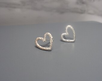 Sterling Silver Heart Studs. Silver Heart Stud Earrings. Sterling Silver Earrings. Minimalist Studs. Minimalist Earrings. Ready To Ship.