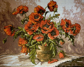 Gobelin Tapestry Needlepoint Kit "Flowers" printed canvas 146