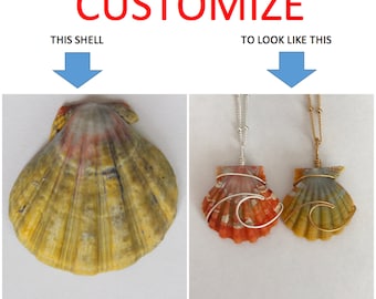 CUSTOMIZE An Ocean Wave Wire Wrapped Sunrise Shell Necklace; 14k Gold Filled; Sterling Silver