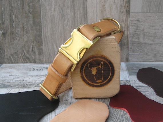 Quick Release Dog Collar, Tan Leather Dog Collar, Free ID Tag, Breakaway Dog Collar, Handmade Dog collar, Classic Custom Dog Collar