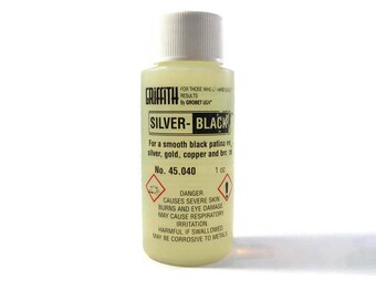 Silver Black Solution for Darkening Metal, 1 oz. Bottle of Patina for Metal: Works on Silver, Gold, Copper & Bronze, Jewelry Supplies