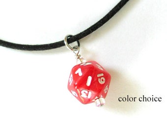Mini D20 Dice Necklace guy men unisex gamer gifts geek polyhedral rpg stocking stuffer party favor dnd jewelry bachelor nerd dork boyfriend