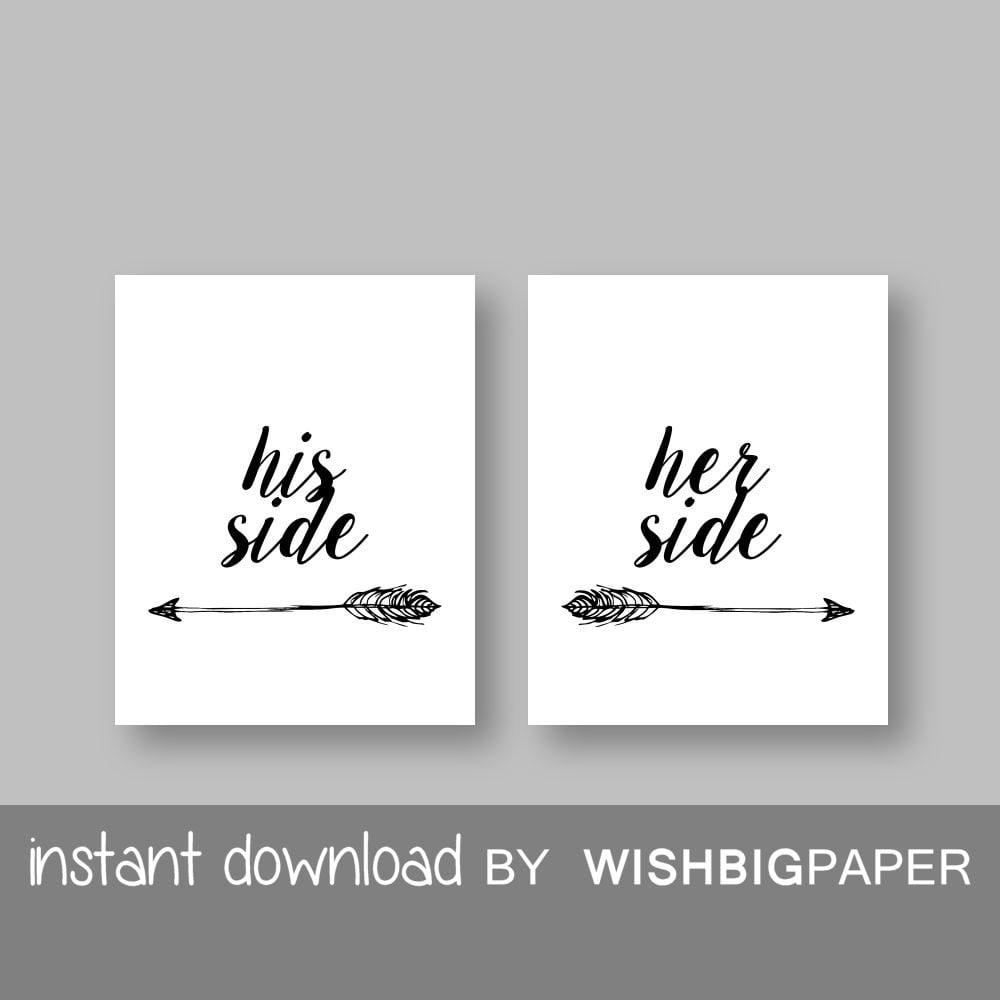 Her Side His Side wall art Instant Download Set of three Her Side His Side wall art Instant Download Set of three