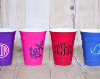 Personalized Solo Cups-Reusable Solo Cups-Solo Cups--Monogrammed Cups-Beach Cups-Party Cups-Plastic Cups-Custom Solo Cups-Personalized Cups