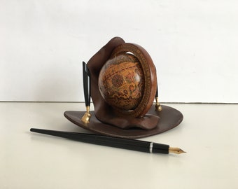 World - globe - vintage globe - small globe - harvest small world world - small globe land - Old globe