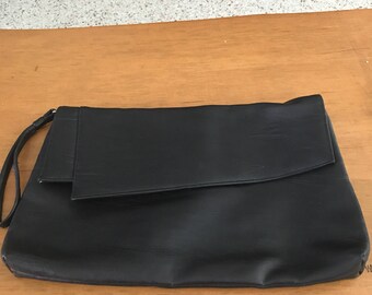 80's Epic Vintage soft black clutch with wrist strap-
