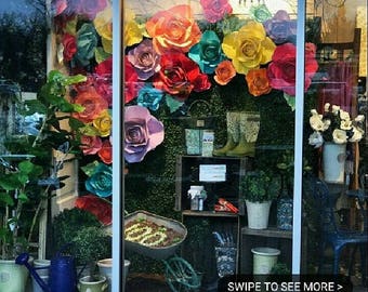 Window display, Giant Flowers, Wedding flowers, wedding decor, Photo booth props