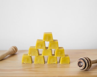 Organic beeswax, pure wax, natural candlemaking supplies, 4 ounces (4 OZ, 8 blocks) 100% bees wax, honey beeswax yellow raw eco friendly wax