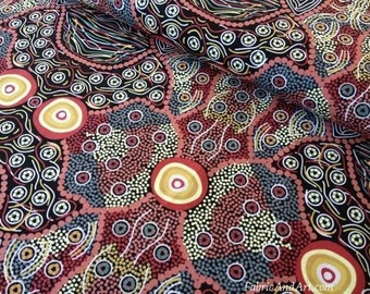 Wild Coconut Fabric Australian Aboriginal Ethnic by M and S Textiles Australia-100% Quality Cotton by the FQ or Yardage