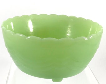 Fire King Jadeite Scalloped 3 Footed Bulb Bowl *Unsigned*
