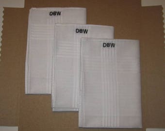 Monogrammed embroidered mens hankies 12,personalized mans handkerchief,initialed mens hanky