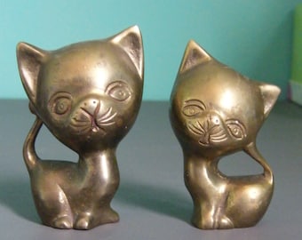 Two Small Brass Cats
