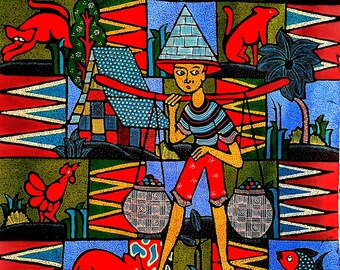 Bali Batik Vintage Painting