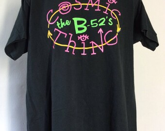 Vtg 1989 The B-52's Cosmic Thing Concert T-Shirt Black XL 80s Alternative Indie College Rock Band