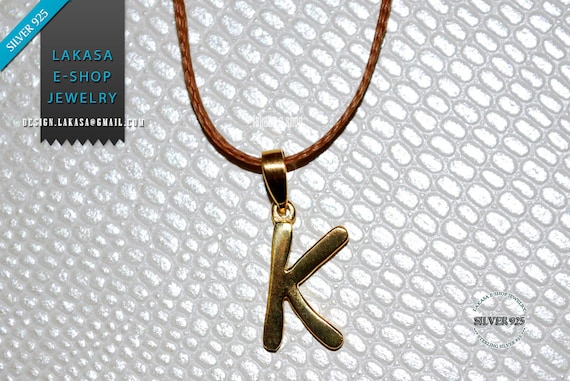Necklace Μonogram K Name Sterling Silver 925 Gold-plated Handmade Jewelry Best Idea Personalised Gift Unisex Women Baby Girl Boy Kids Men