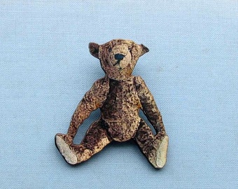 antique steiff style teddy bear brooch . teddy bear pin . vintage teddy bear pin