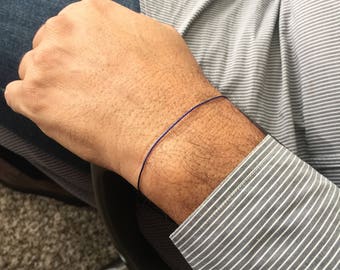 Dark Blue Bracelet Blue String Bracelet Blue Cord Bracelet for Men Royal Blue Bracelet Mens Navy Blue Bracelet Silk Bracelet Thin Bracelet