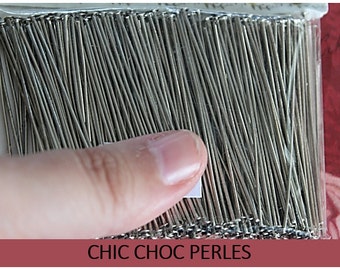 Approx. 300 pcs Head Pins Antique Silver 50mm (PI02)