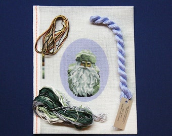Needlepoint Ornaments, Santa Needlepoint, Christmas Needlepoint, Xmas Needlepoint, Needlework, Woodland Santa Needlepoint Ornament Kit
