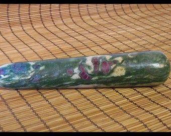 Ruby Fuchsite Massage Wand Gemstone Wand Reiki Stick Metaphysical Chakra Crystal Meditation Stone Crystal Energy Throat Chakra