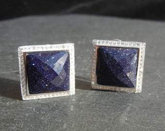 Sterling Silver 925 blue sand stone earrings