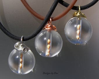 Natural Crystal Quartz stone mustard seed pendant